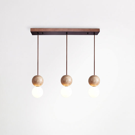 Camille Travertine Pendant Light,1 Light-11 Lights Yellow Travertine & White for Dining Room & Living Room