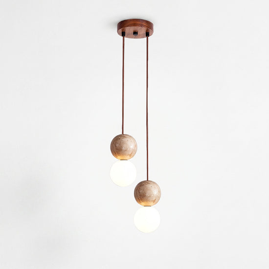Camille Travertine Pendant Light,1 Light-11 Lights Yellow Travertine & White for Dining Room & Living Room