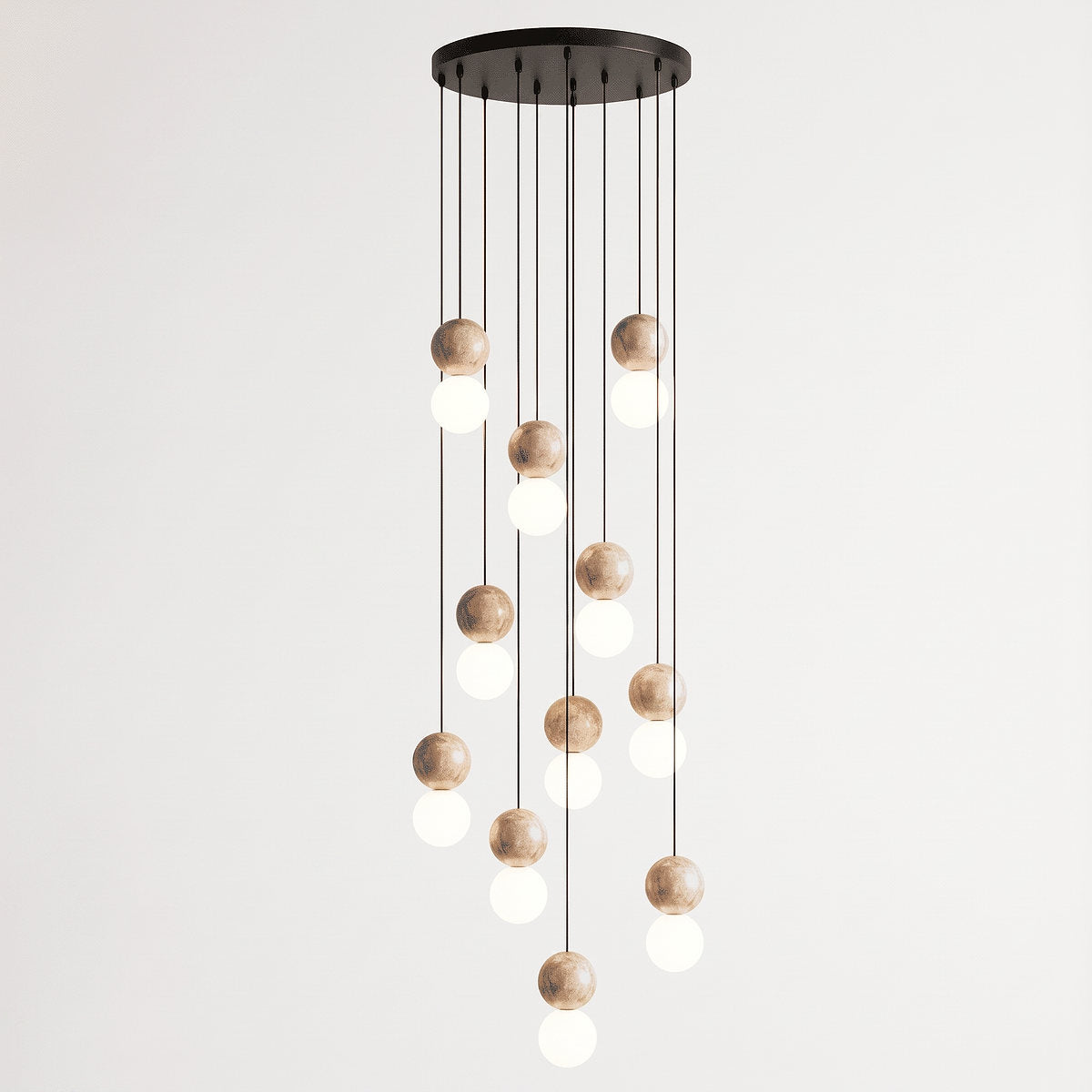 Camille Travertine Pendant Light,1 Light-11 Lights Yellow Travertine & White for Dining Room & Living Room