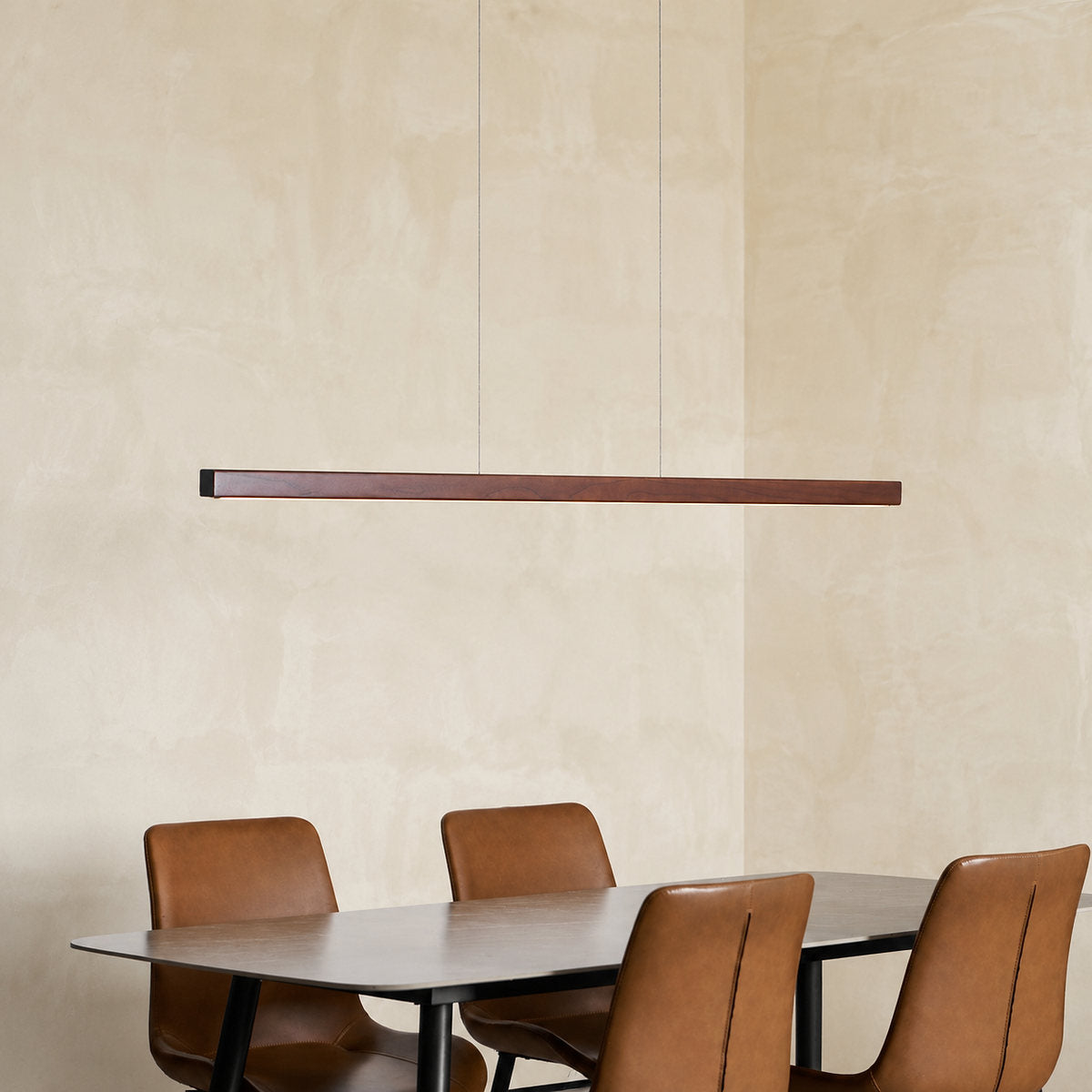 Minimalist Linear Wood Acrylic LED Pendant for Dining Room & Living Room