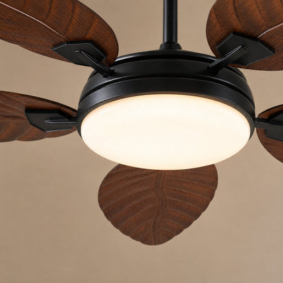 LED Ceiling Fan with Walnut Leaf Blades