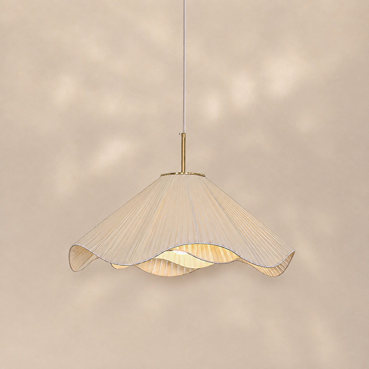 Elara Pendant Light, 15.7-Inch x H 59-Inch, Beige & Gold for Dining Room & Living Room