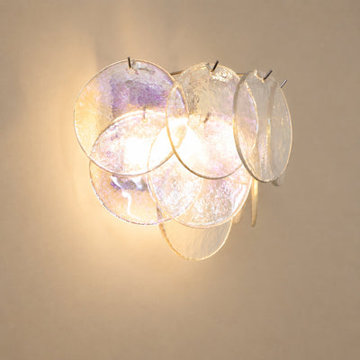 Lunaria Disc Glass Wall Lamp, 13.4-Inch, Green for Living Room & Dining Room