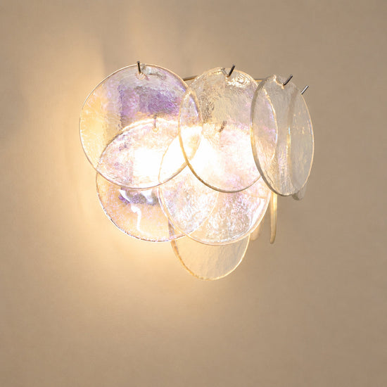 Lunaria Disc Glass Wall Lamp, 13.4-Inch, Green for Living Room & Dining Room