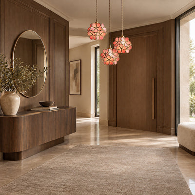 Petal-Shaped Glass Pendant Light with Brass Fitting