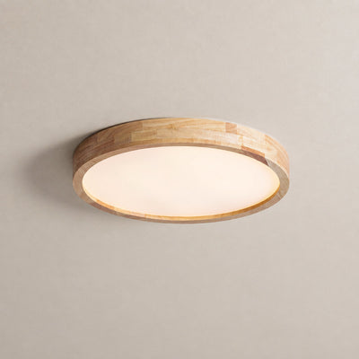 Wooden Geometric Ceiling Light, 11.8-Inch x H 2.3-Inch, Wood for Living Room