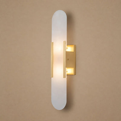 Oblong Alabaster Wall Lamp, 3.9-Inch x H 13.8~19.7-Inch, Black for Living Room & Dining Room