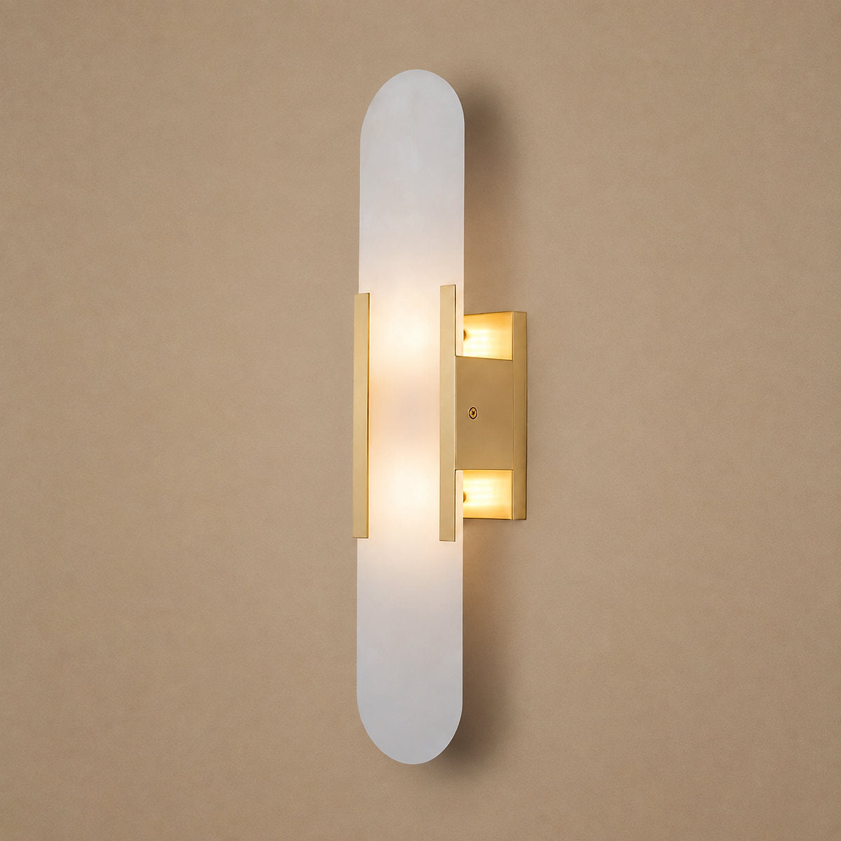 Oblong Alabaster Wall Lamp, 3.9-Inch x H 13.8~19.7-Inch, Black for Living Room & Dining Room