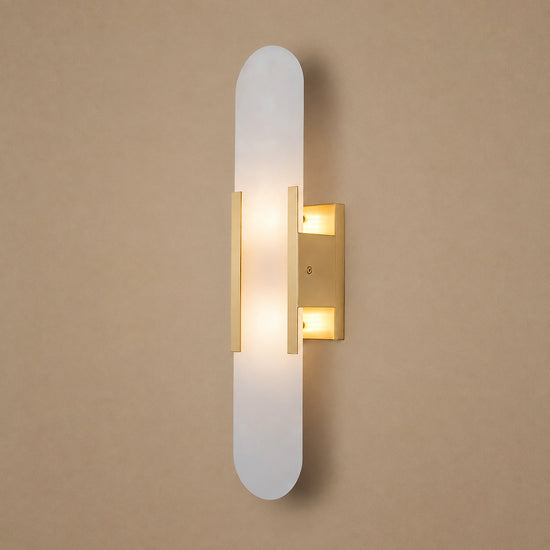 Oblong Alabaster Wall Lamp, 3.9-Inch x H 13.8~19.7-Inch, Black for Living Room & Dining Room