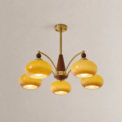 Tricolordeer Victorian Inspired Wood and Glass Chandelier