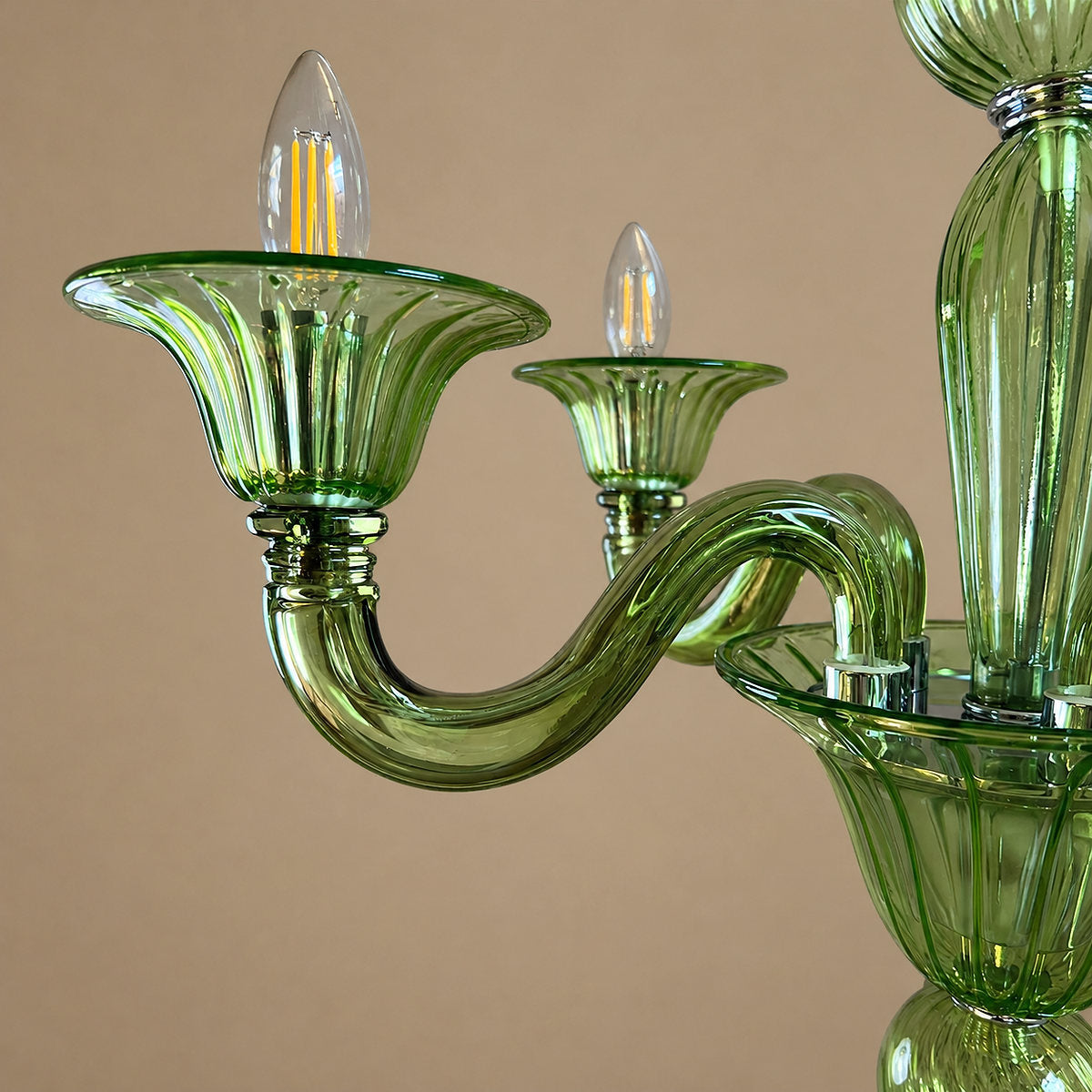 Liquid Green Hand-Blown Glass Chandelier