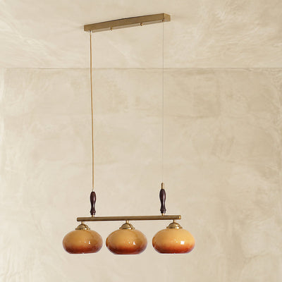 Modern Linear Multi-Head Glass Pendant Light for Dining Room & Living Room