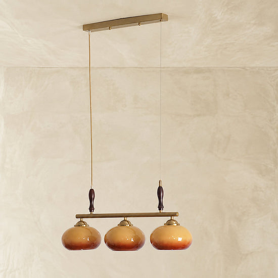 Modern Linear Multi-Head Glass Pendant Light for Dining Room & Living Room