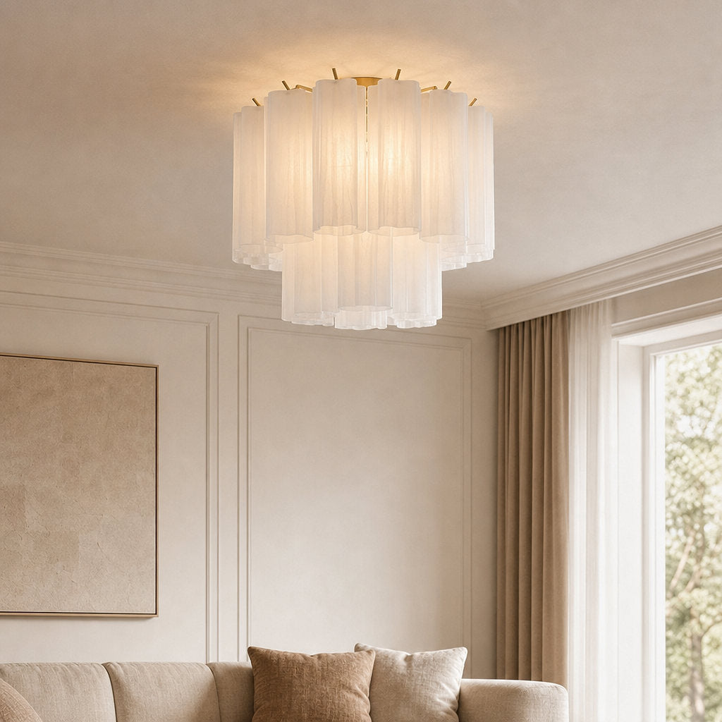 Radial Starburst Glass Ceiling Lamp