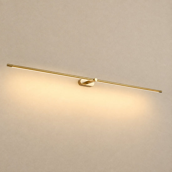 Minimalist Linear Rechargeable Wall Lamp, L 27~50-Inch x H 2-Inch, Gold, Three-Color Light & USB Charging for Bedroom & Living Room