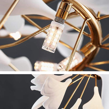 Ceramic Ginkgo Curved Chandelier