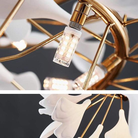 Ceramic Ginkgo Curved Chandelier