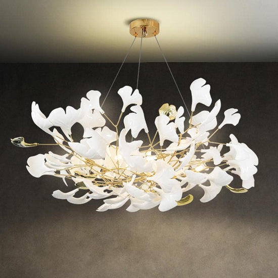 Ceramic Ginkgo Petal Branches-Shaped Chandelier(Round)