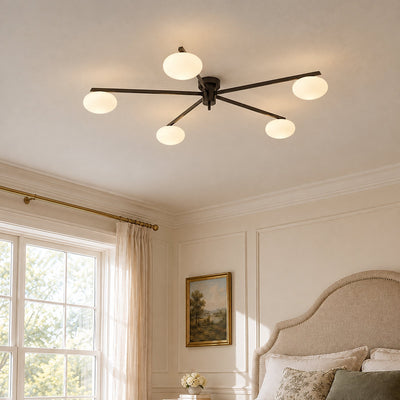 Low-Profile Multi-Arm Oval Glass Ceiling Lamp