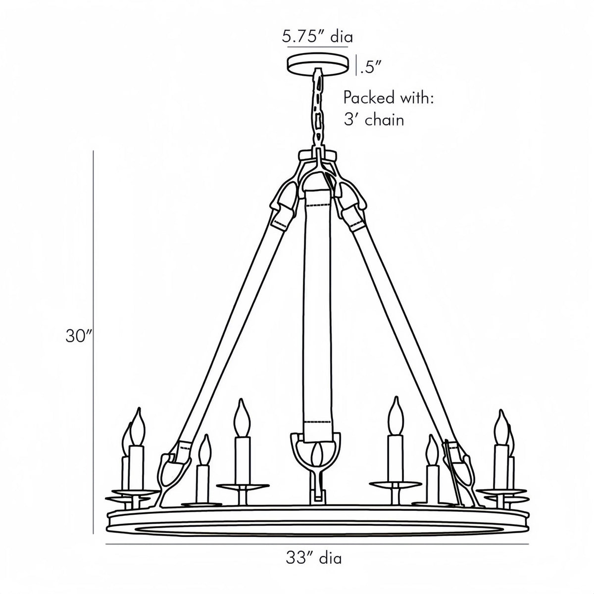 Chaney Chandelier 33”D