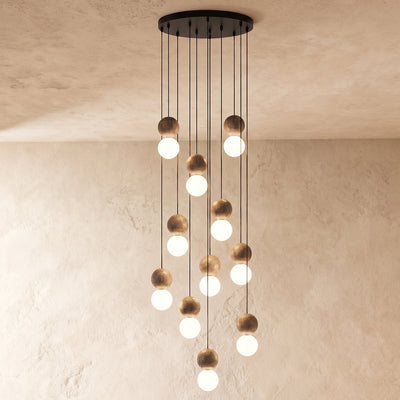 Camille Travertine Pendant Light,1 Light-11 Lights Yellow Travertine & White for Dining Room & Living Room