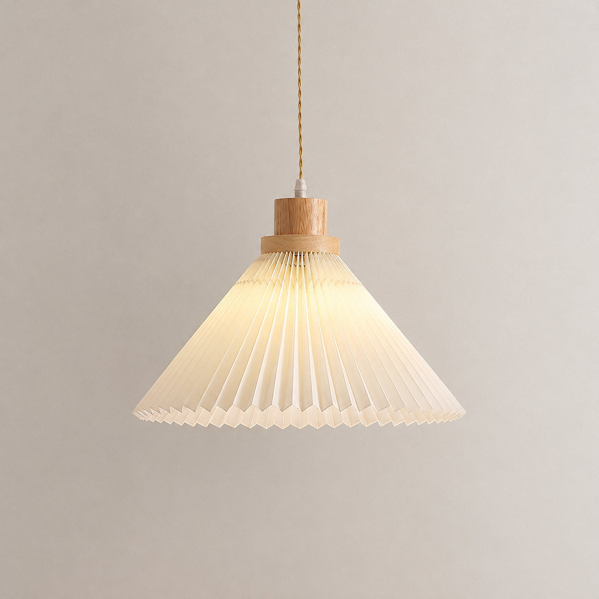 Tricolordeer Folded Paper & Wood Pendant Light