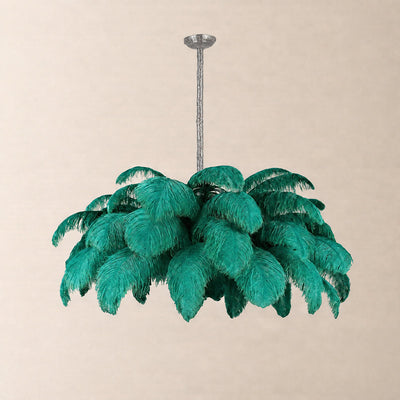 Tricolordeer Layered Plume Brass Chandelier