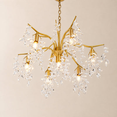 Hanging Crystal and Brass Chandelier