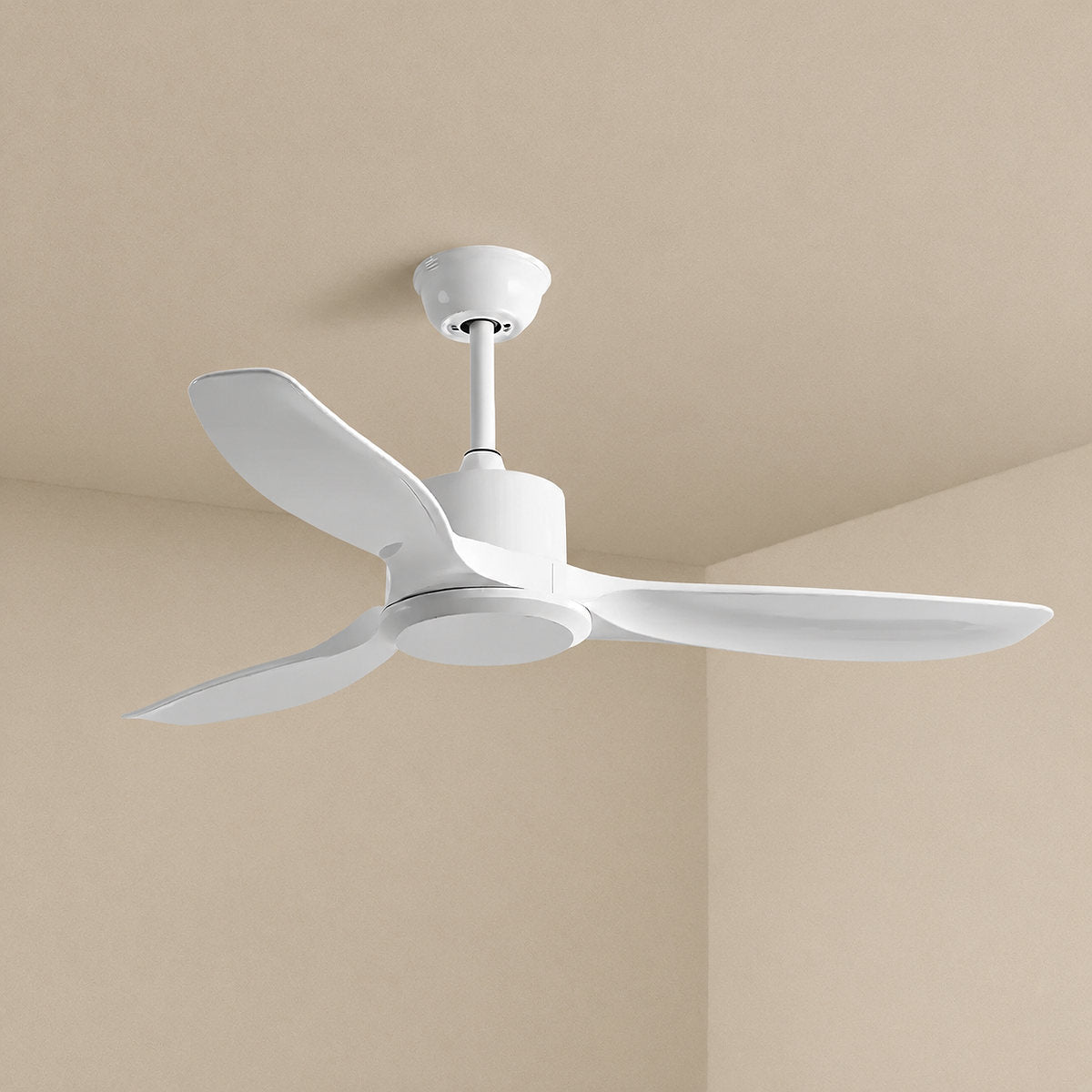Amelia Ceiling Fan Light, 42~52-Inch x H 9.8-Inch, Natural Wood Grain & White (ABS blades) for Living Room