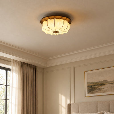Tricolordeer Lotus Flush Mount Walnut Ceiling Lamp