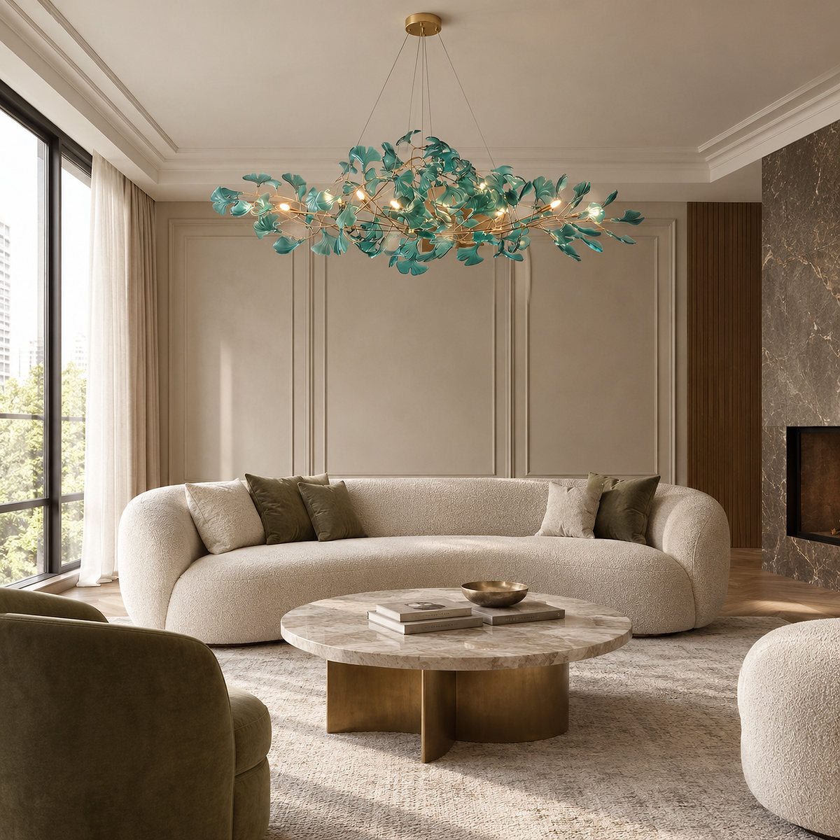 Tricolordeer Botanical Linear Multi-Light Chandelier
