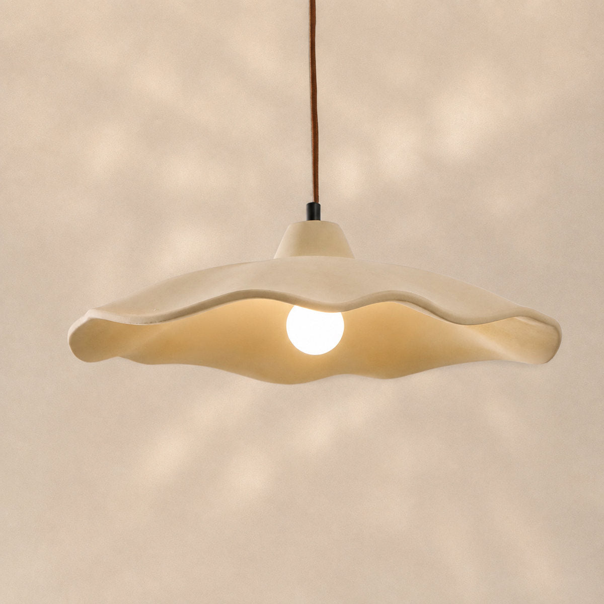 Wavy Edge Microcement Pendant Light for Dining Room & Living Room