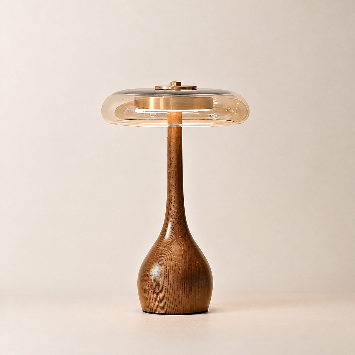 Tricolordeer Amber Glass Wood Table Lamp