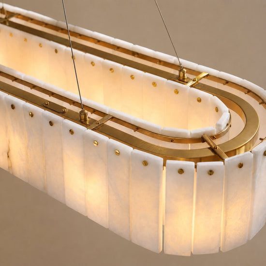 Tricolordeer Natural Alabaster 14-Light Linear Chandelier