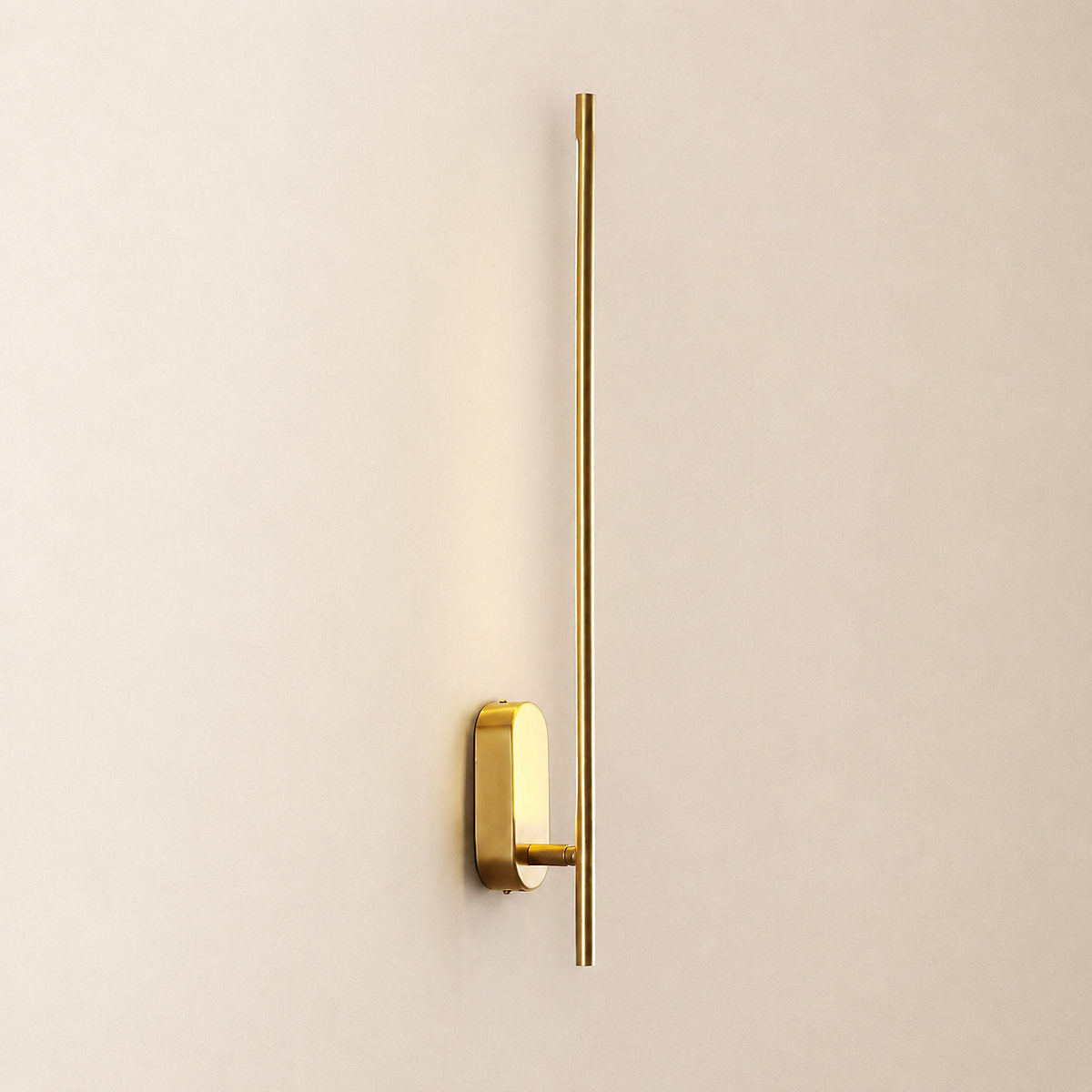 Stick Shaped Metal Wall Lamp, L 2-Inch x W 3.1-Inch x H 23.6~37.4-Inch, Brass, Triac Warm Dimming for Living Room