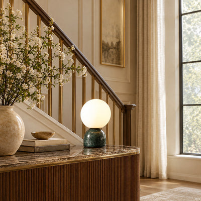 Tricolordeer Globe Glass & Marble Table Lamp