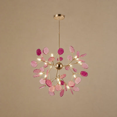 Rose Gold Chandelier with Natural Stone Slices