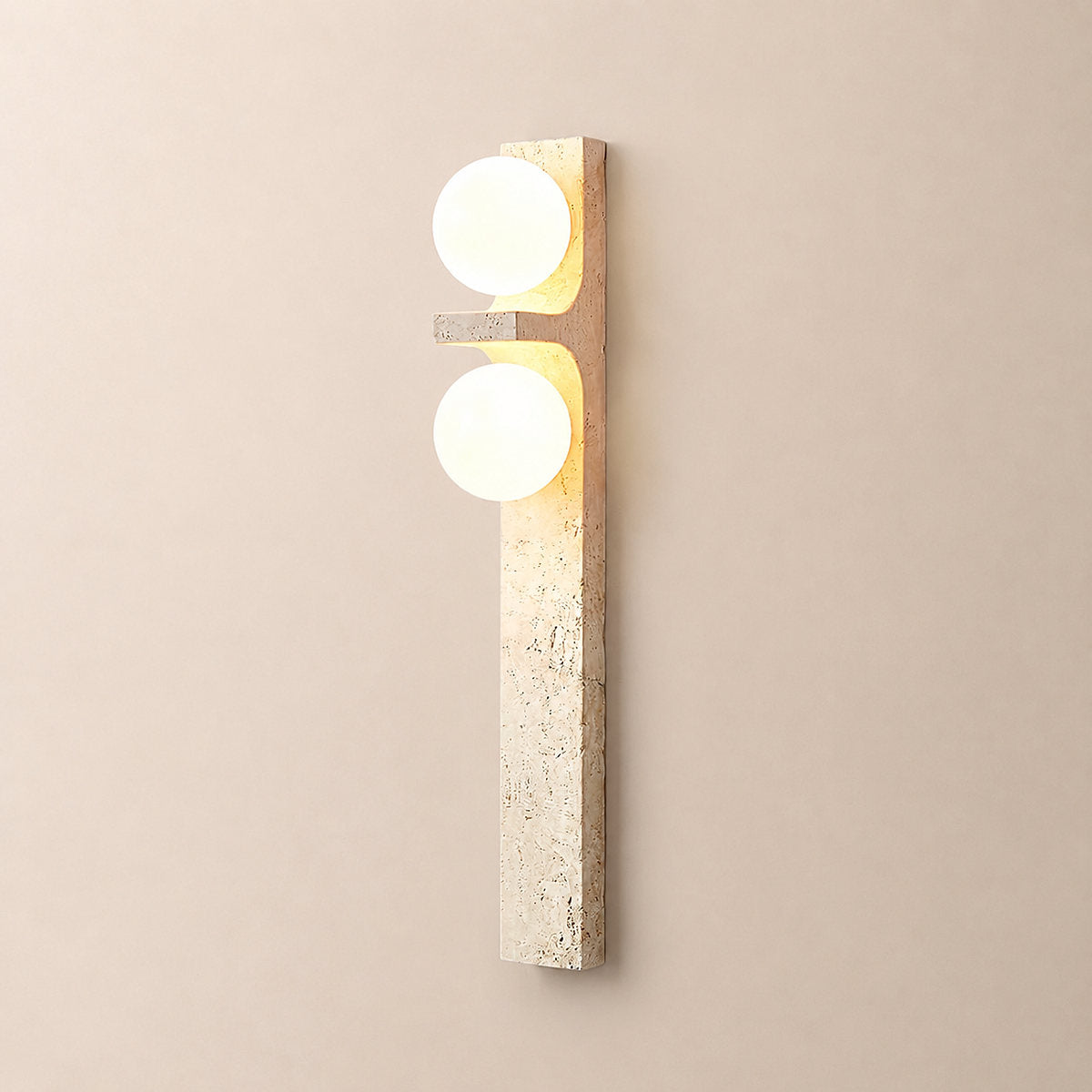 Asymmetrical Travertine Wall Lamp, 2.3-Inch x H 19.7-Inch, Yellow Travertine for Living Room & Dining Room