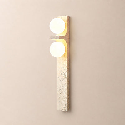 Asymmetrical Travertine Wall Lamp, 2.3-Inch x H 19.7-Inch, Yellow Travertine for Living Room & Dining Room