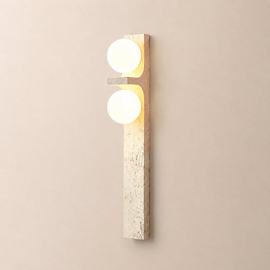 Asymmetrical Travertine Wall Lamp, 2.3-Inch x H 19.7-Inch, Yellow Travertine for Living Room & Dining Room