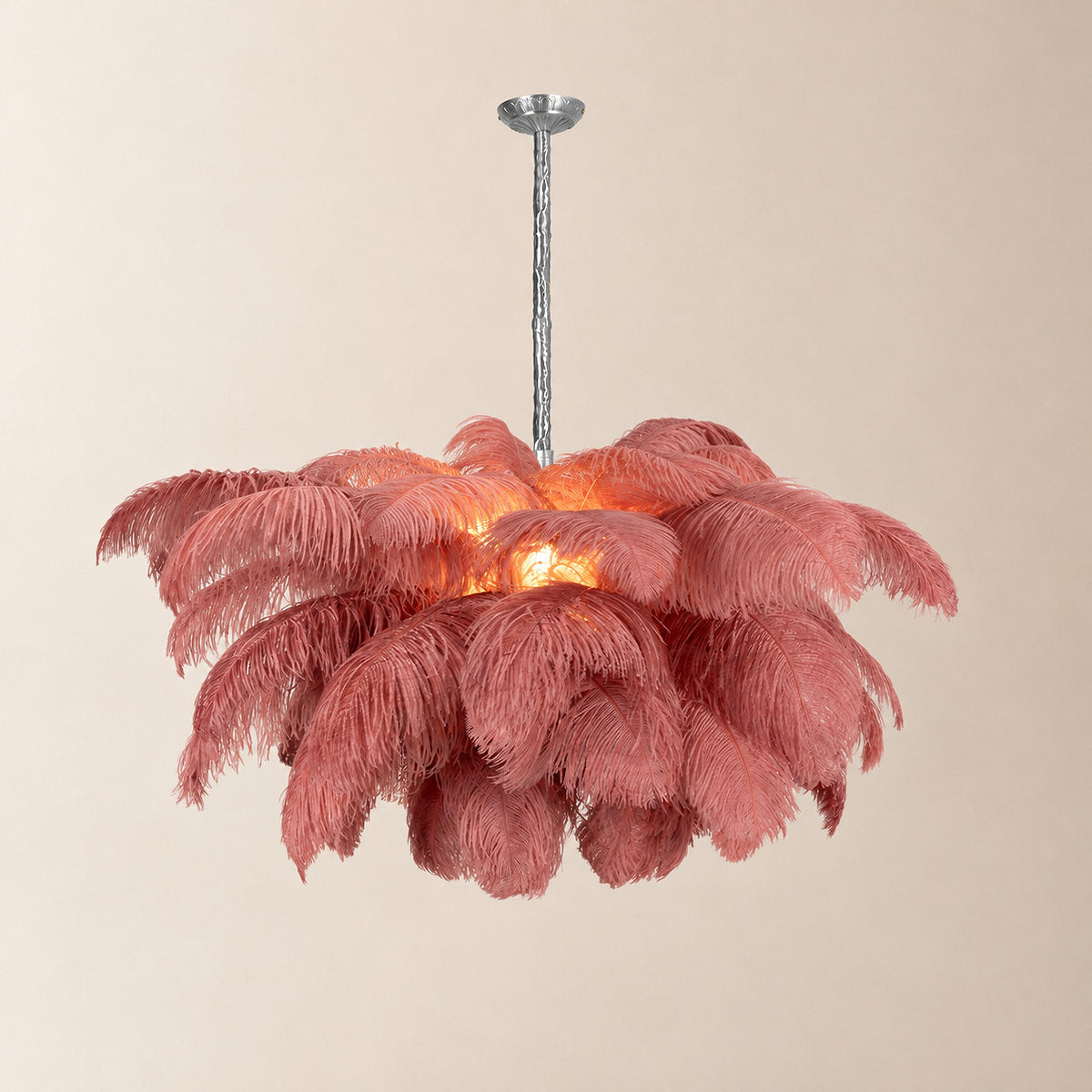 Tricolordeer Layered Plume Brass Chandelier