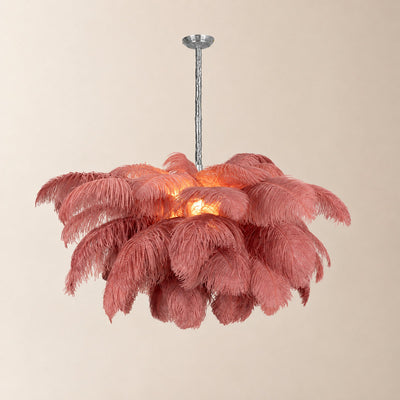 Tricolordeer Layered Plume Brass Chandelier