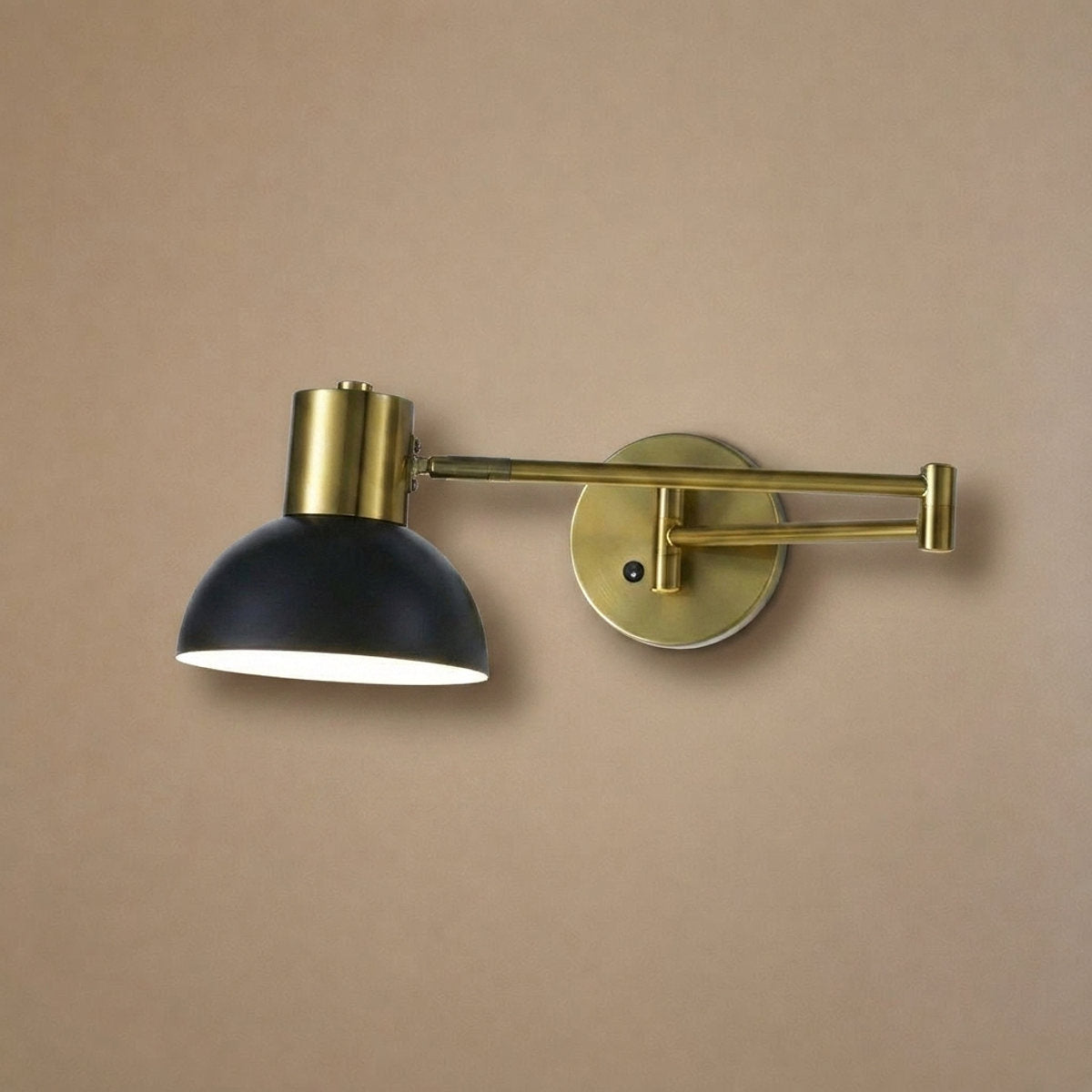 Adjustable Arm Reading Wall Lamp, L 14.6-Inch x H 5.9-Inch, Black & Gold for Bedroom & Living Room