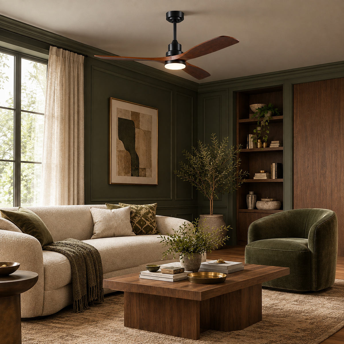 Tricolordeer Contemporary Integrated LED Wood Blade Ceiling Fan