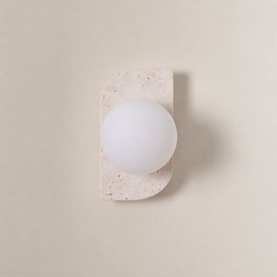 Elysian Travertine Wall Lamp, 3.9-Inch x H 7.1~18.9-Inch, Yellow Travertine & White for Living Room & Dining Room