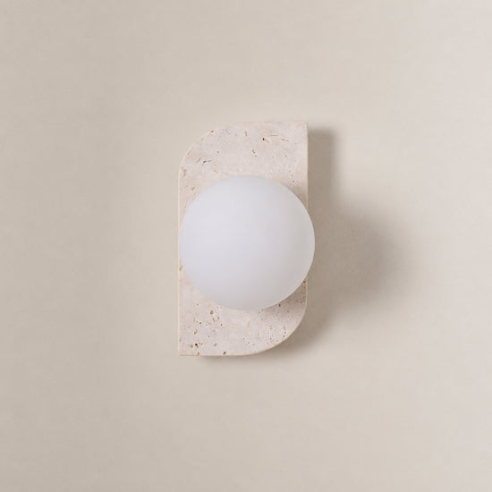 Elysian Travertine Wall Lamp, 3.9-Inch x H 7.1~18.9-Inch, Yellow Travertine & White for Living Room & Dining Room