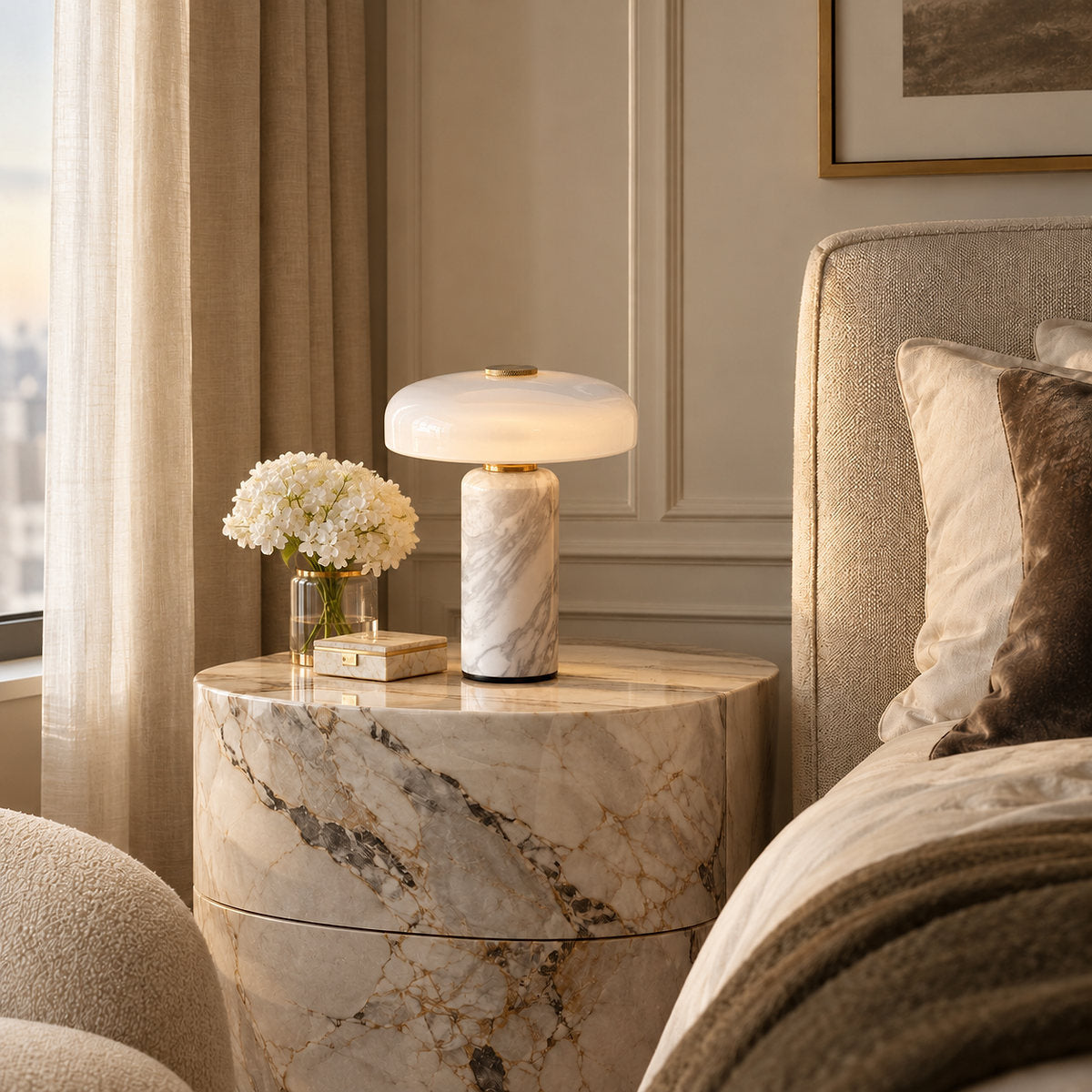 Tricolordeer Sculptural Marble LED Accent Lamp