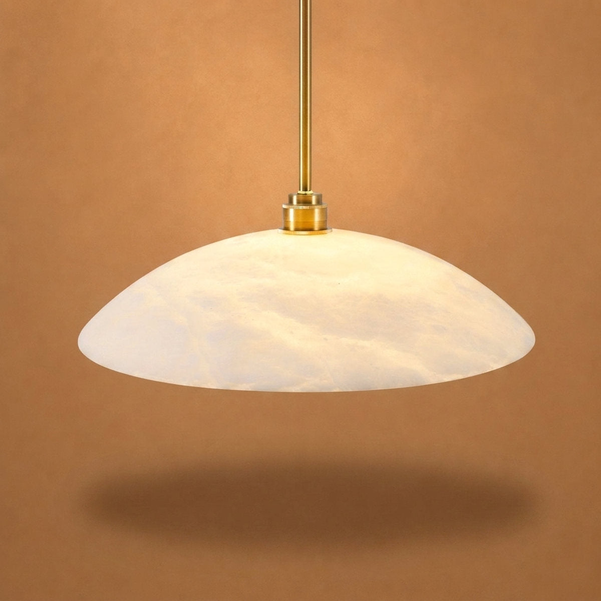 Alabaster Dome Pendant Light Brass & White for Dining Room & Living Room