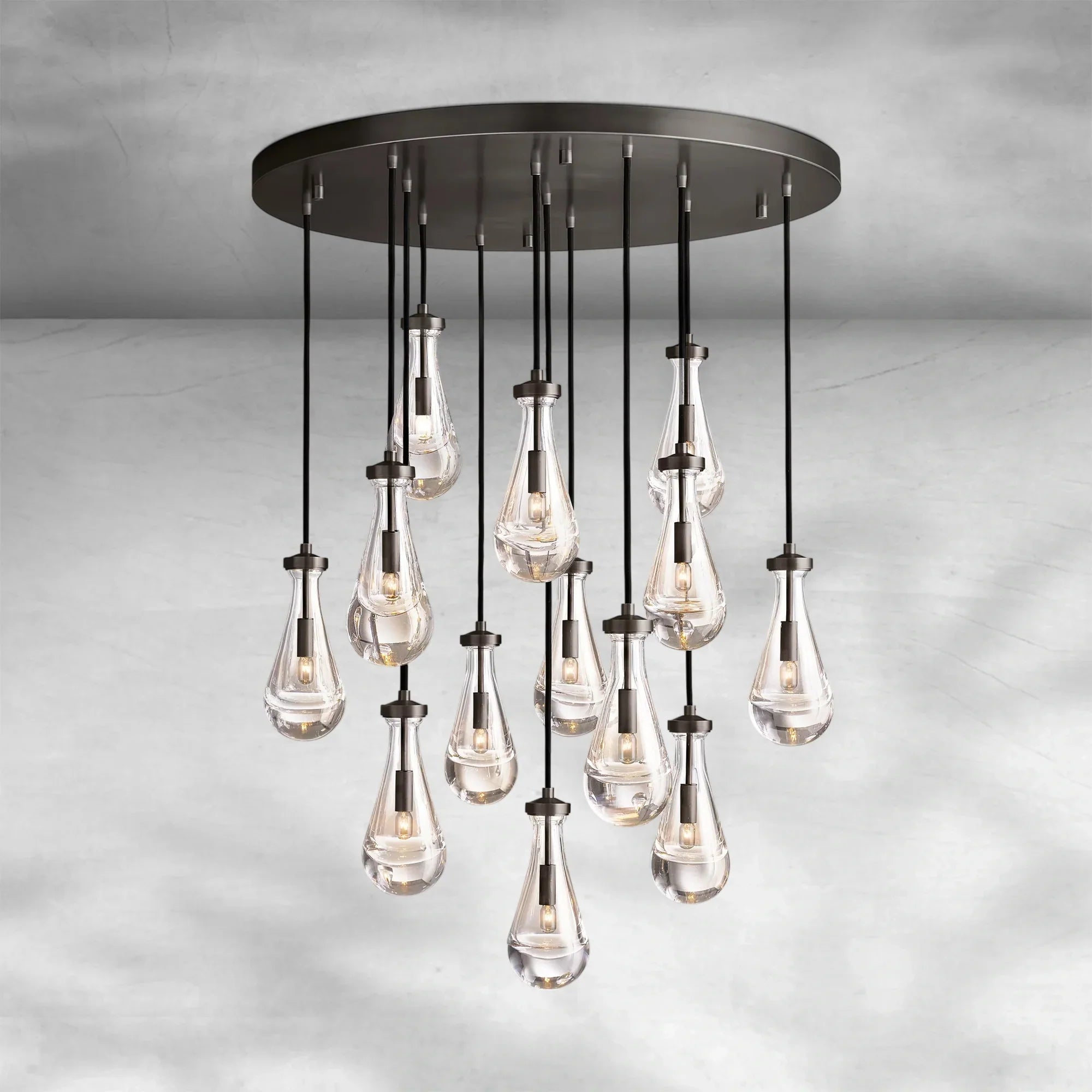 Soltaire Raindrop Round Chandelier 36"