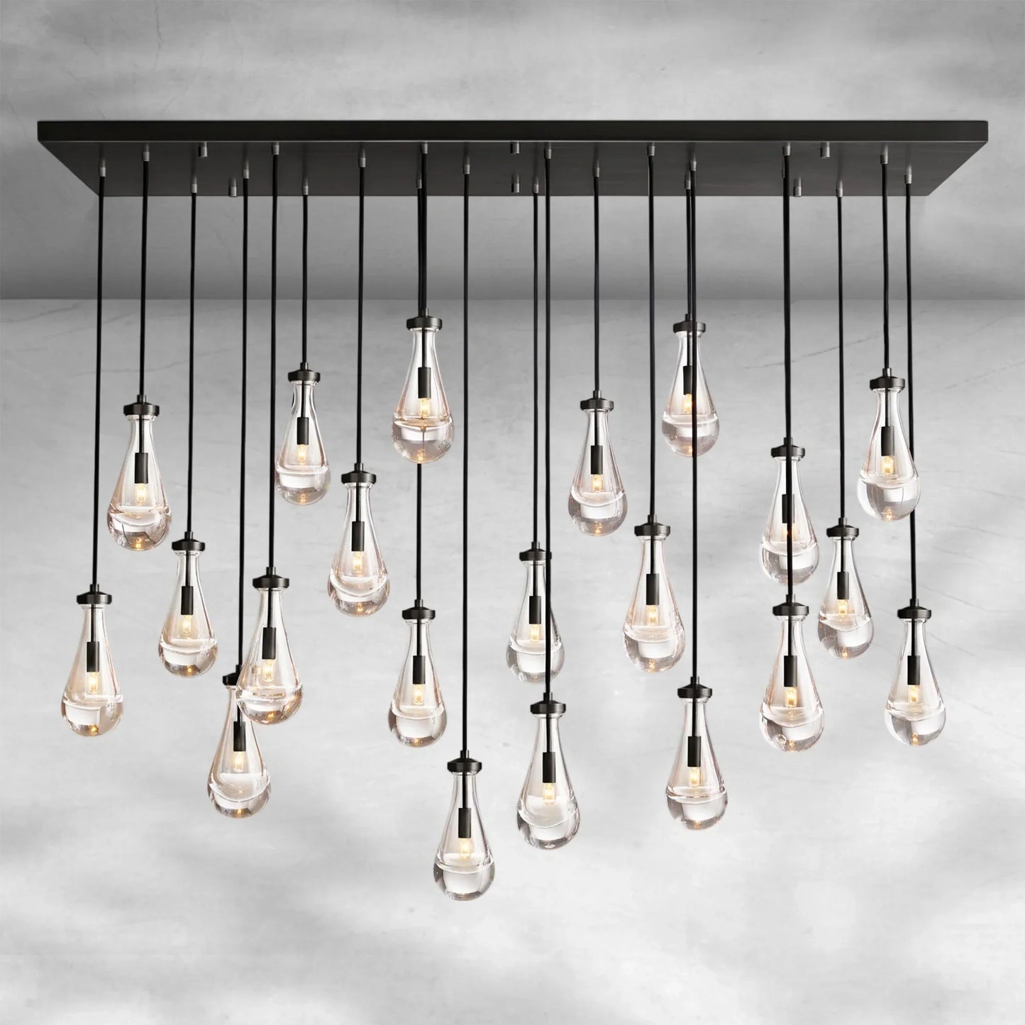 Soltaire Raindrop Glass Linear Chandelier 72"
